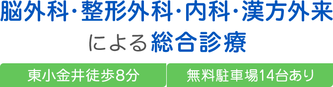 脳外科・整形外科・内科・漢方外来による総合診療 | 東小金井徒歩8分 | 無料駐車場11台あり